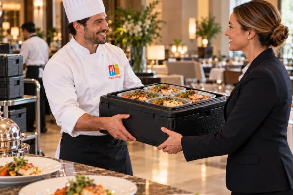 Entrega de catering en restaurante elegante
